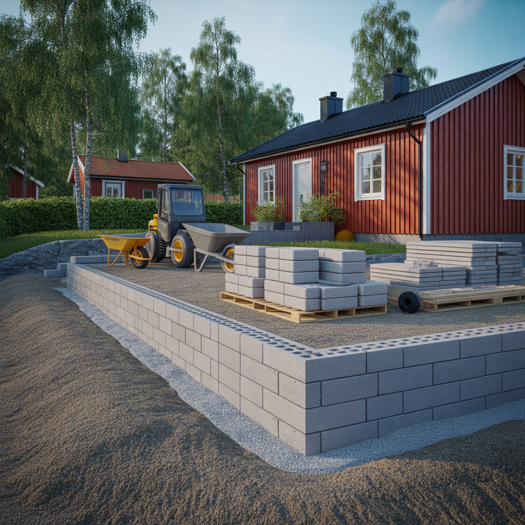 kostnad for stodmur i betongblock 2025 material och arbete