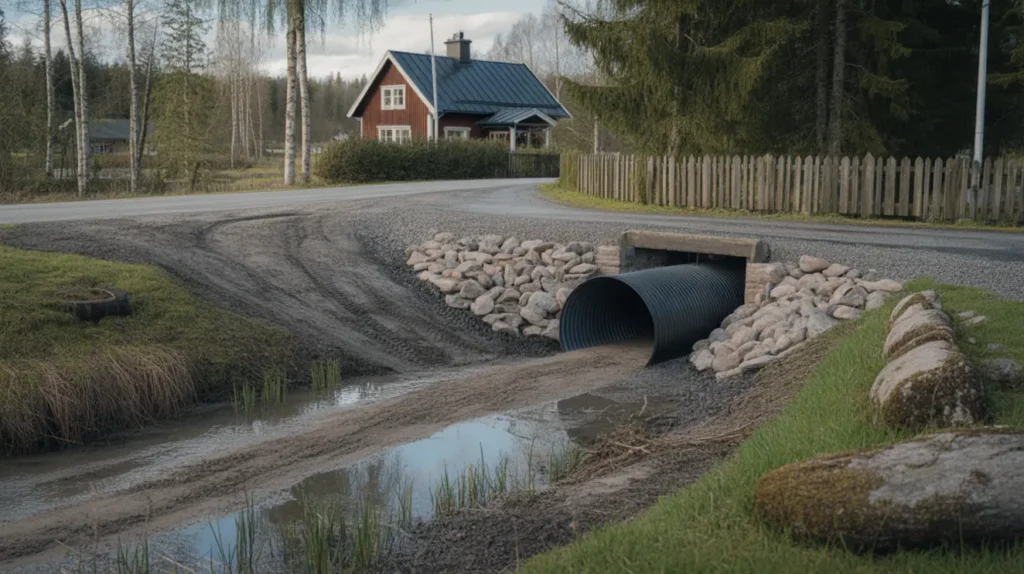 dikesrensning och byte av v gtrumma vid infart i bj rnlunda gnesta